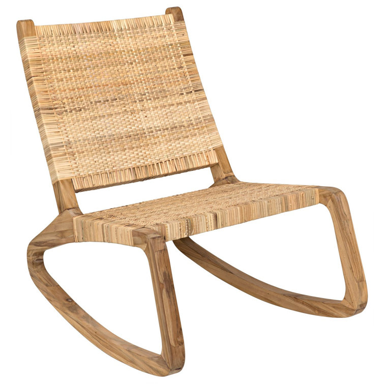 Las Palmas White Teak and Rattan Rocking Accent Chair