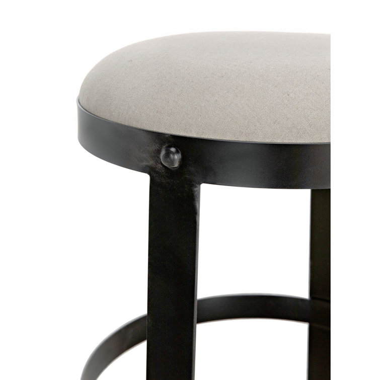 Black Metal 26" Counter Stool with Upholstered Seat