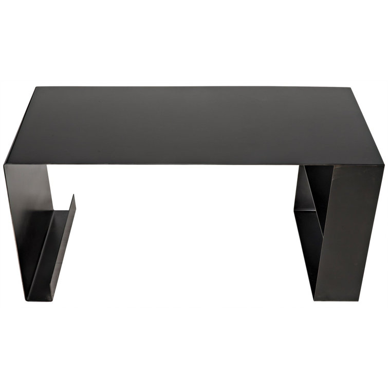 Noir Rustic Charm 60" Black Wood & Metal Writing Desk