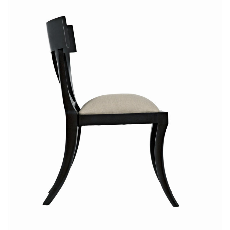 Athena Black Wood Slat Back Upholstered Side Chair