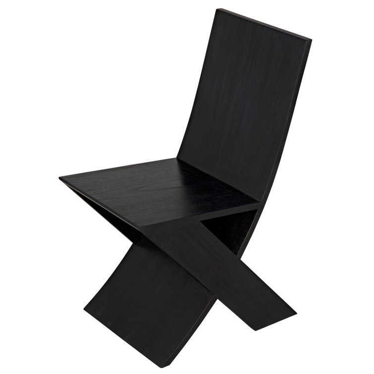 Noir Tech Charcoal Black Solid Wood Slim Side Chair