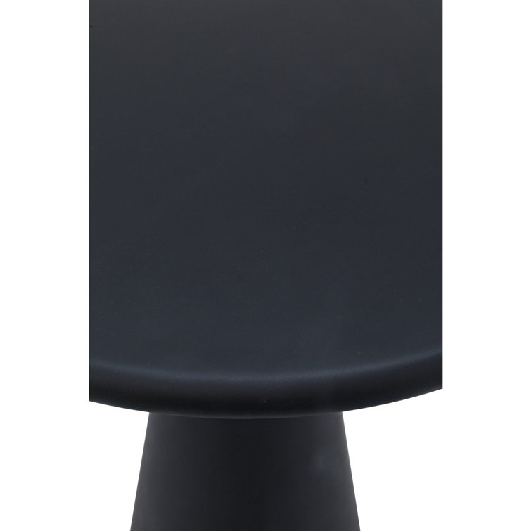Futurist Noir 15.5" Round Metal & Glass Side Table