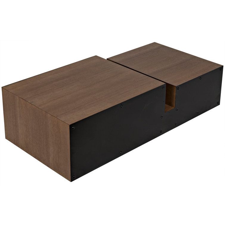Nido Rectangular Dark Walnut and Matte Black Coffee Table