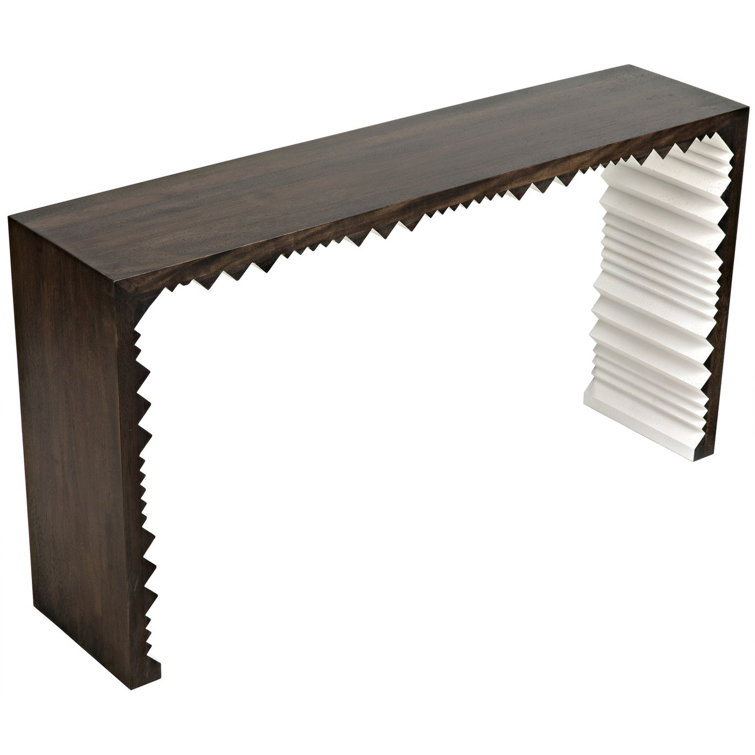 Nelson 60'' Ebony Walnut and White Carved Detail Console Table