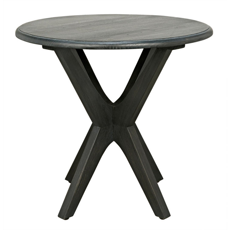 Charcoal Black Round Wood End Table