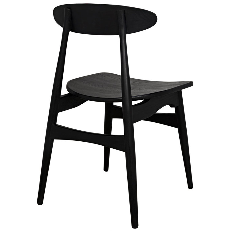 Charcoal Black Upholstered Solid Wood Side Chair