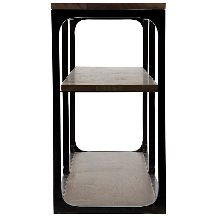 Novie Dark Walnut 84'' Industrial Console Table with Storage