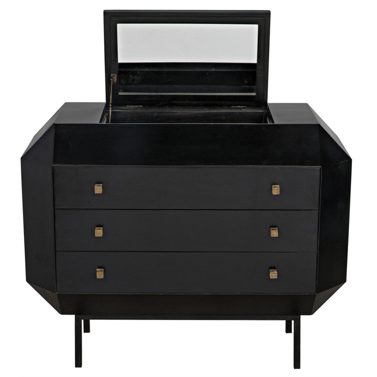 Rhiana Vintage-Inspired Hand-Rubbed Black Mahogany Accent Chest