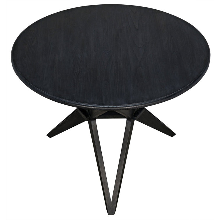 Victor Charcoal Black Round Solid Wood Dining Table