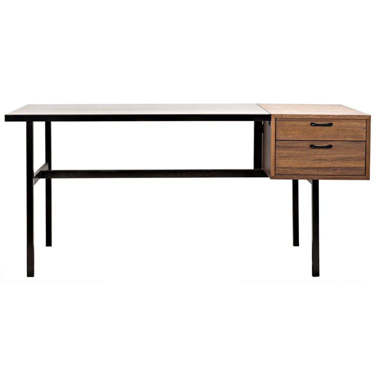 Noir Algeron 28" Black Walnut Writing Desk with Drawers