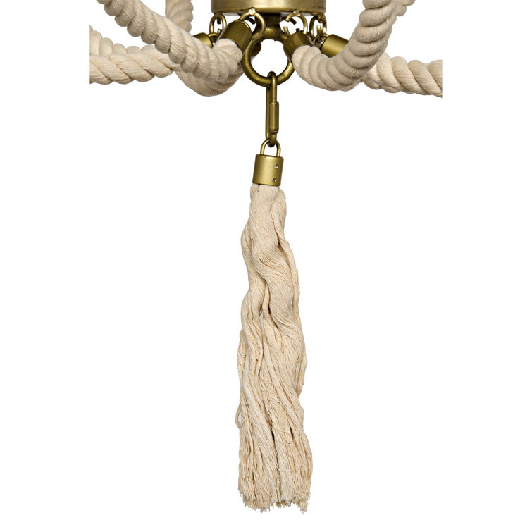 Antique Brass and Rope 8-Light Empire Chandelier
