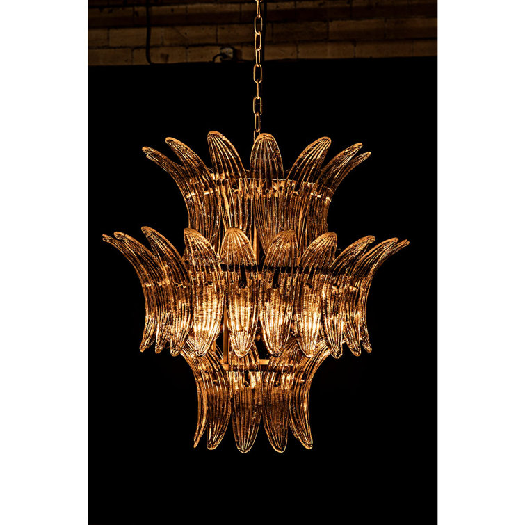 Antique Brass 4-Light Chandelier with Crystal Accents