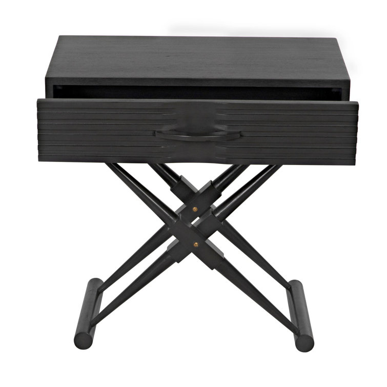 Zanta Pale Solid Wood Rectangular End Table with Storage