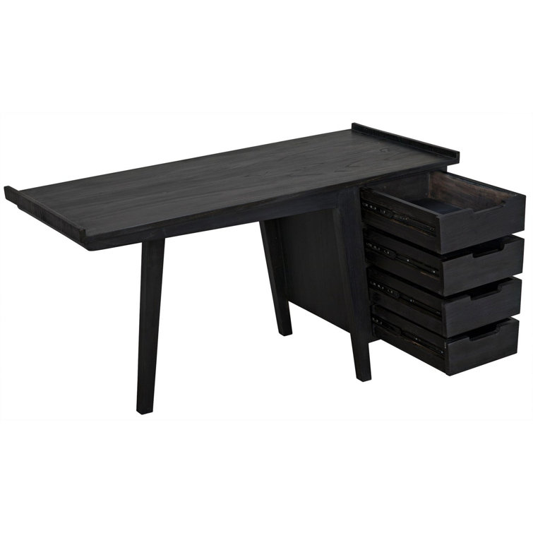Noir Kennedy Charcoal Black Wood Desk with Drawer 56.5''