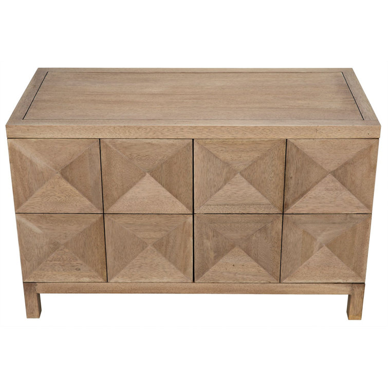Quadrant 52'' Concave Diamond Pattern Solid Wood Sideboard in Washed Walnut