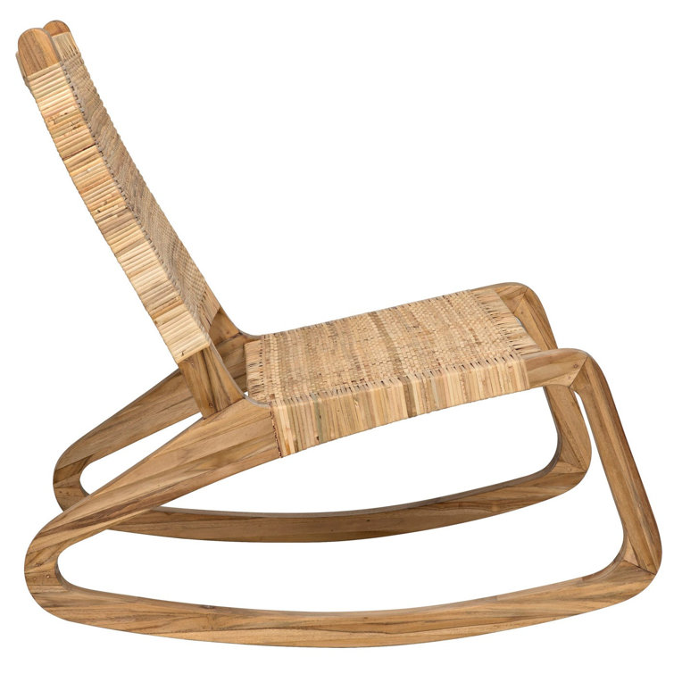 Las Palmas White Teak and Rattan Rocking Accent Chair