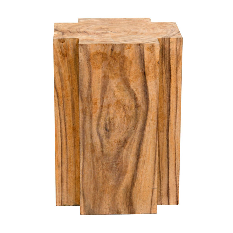 Haru Hand-Carved Teak 13" Square Cross-Shaped Side Table