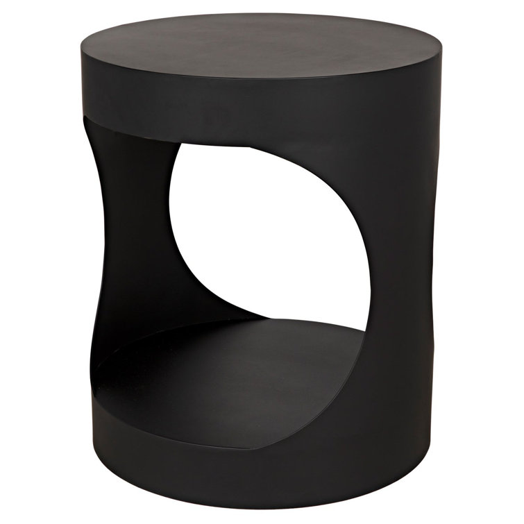 Eclipse 22" Round Metal Pedestal Side Table with Open Shelf