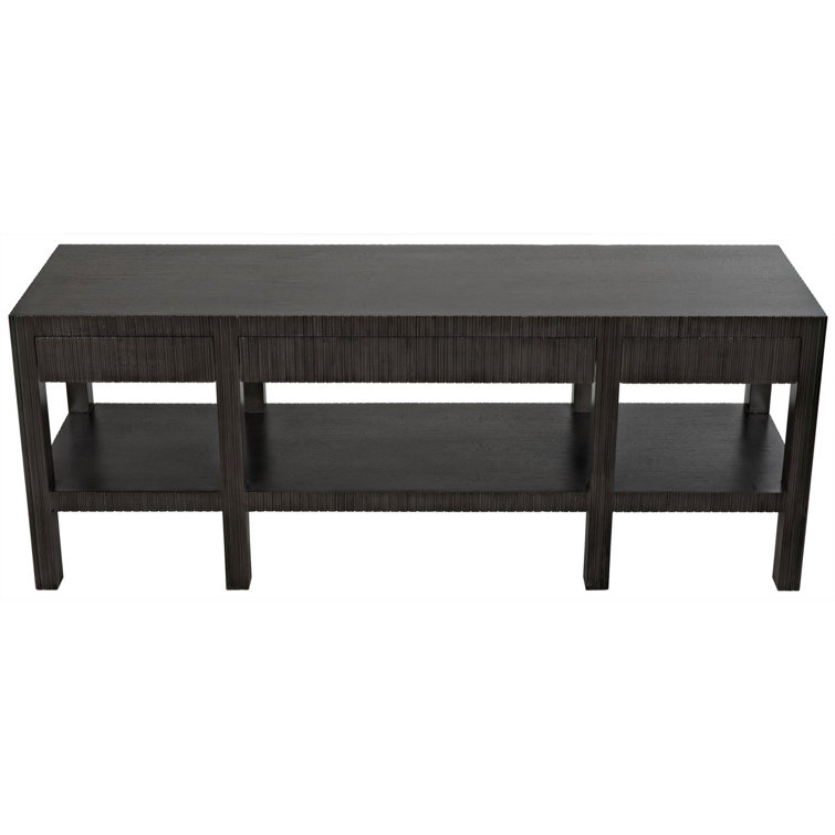Dark Mahogany Rectangular Hallway Table with Fluted Storage