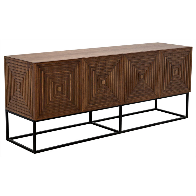 Lanon Elegance 80'' Dark Walnut Sideboard with Metal Accents