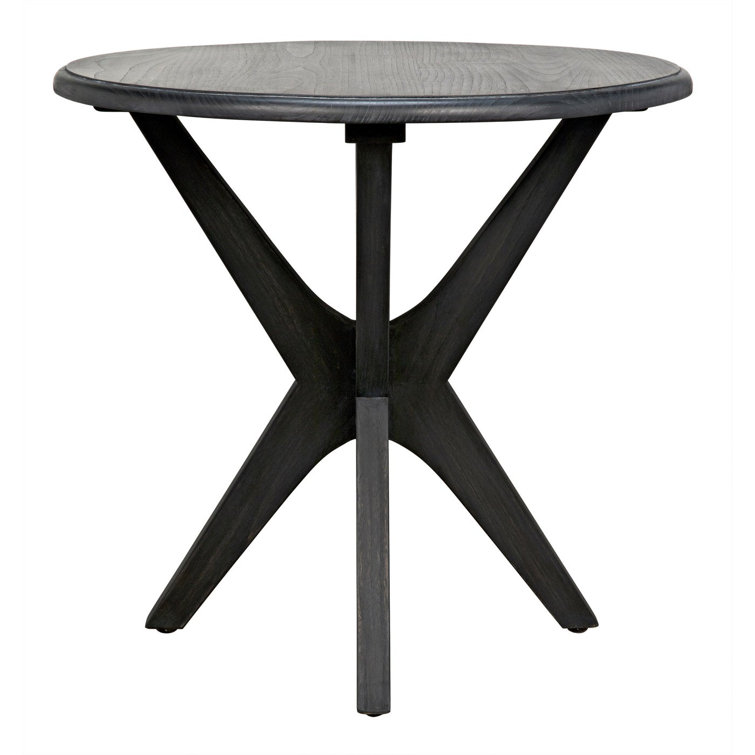 Charcoal Black Round Wood End Table