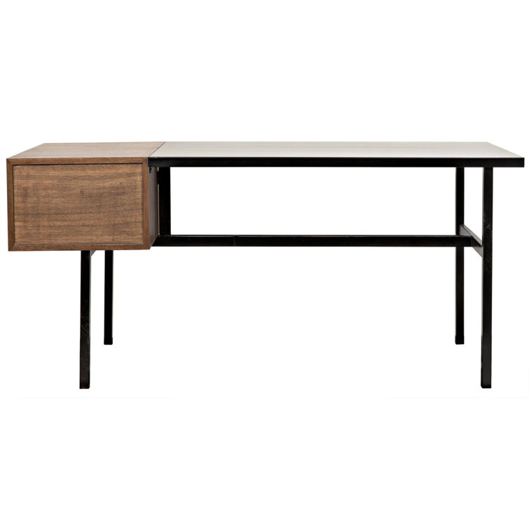 Noir Algeron 28" Black Walnut Writing Desk with Drawers