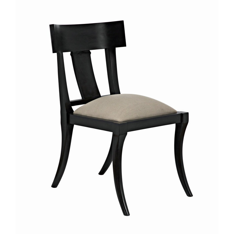Athena Black Wood Slat Back Upholstered Side Chair