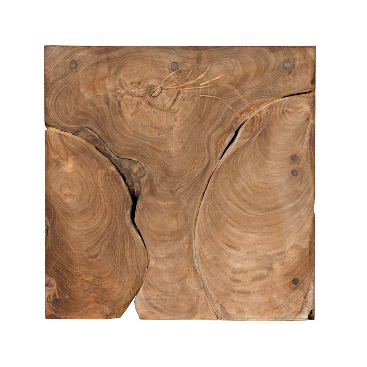 Teak Wood Square Accent Side Table with Natural Finish