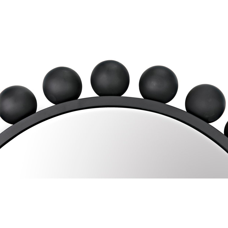 Noir Cooper 33" Round Black Metal Industrial Wall Mirror