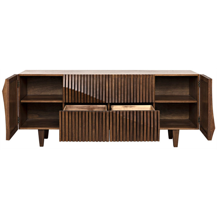Jin-Ho Elegance 78'' Dark Walnut Solid Wood Sideboard