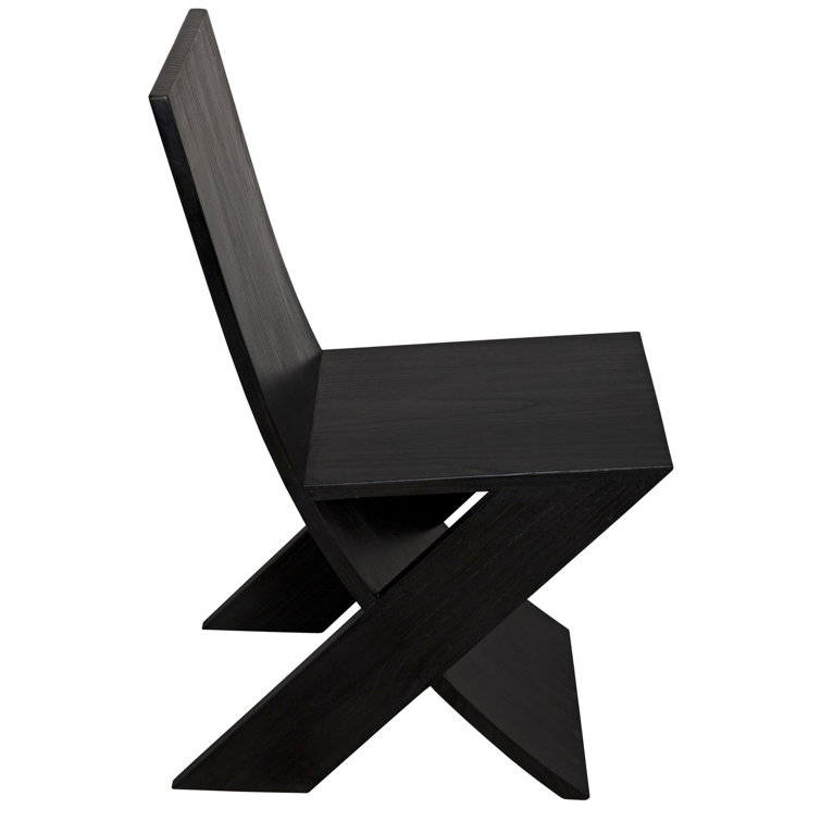 Noir Tech Charcoal Black Solid Wood Slim Side Chair