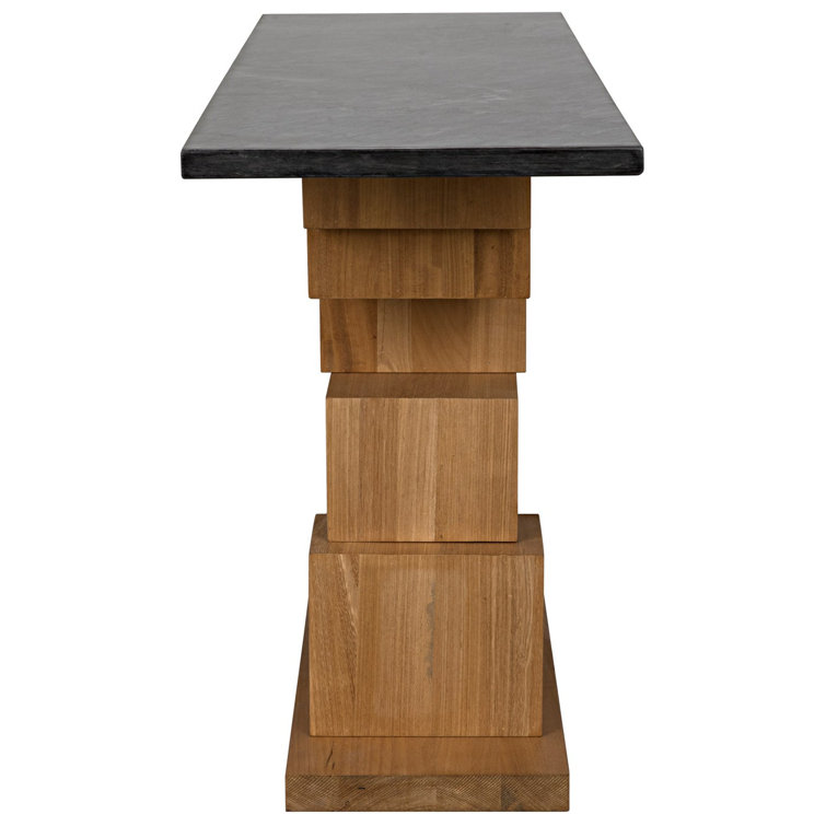 Balin 68'' Walnut Console Table with Black Marble Top