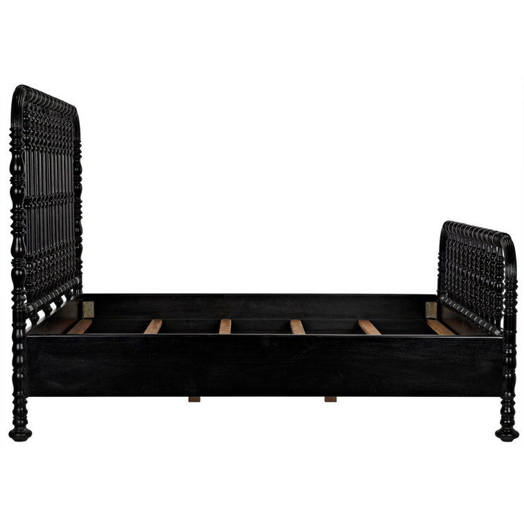 Hand Rubbed Black Mahogany King Platform Bed with Spindle Headboard