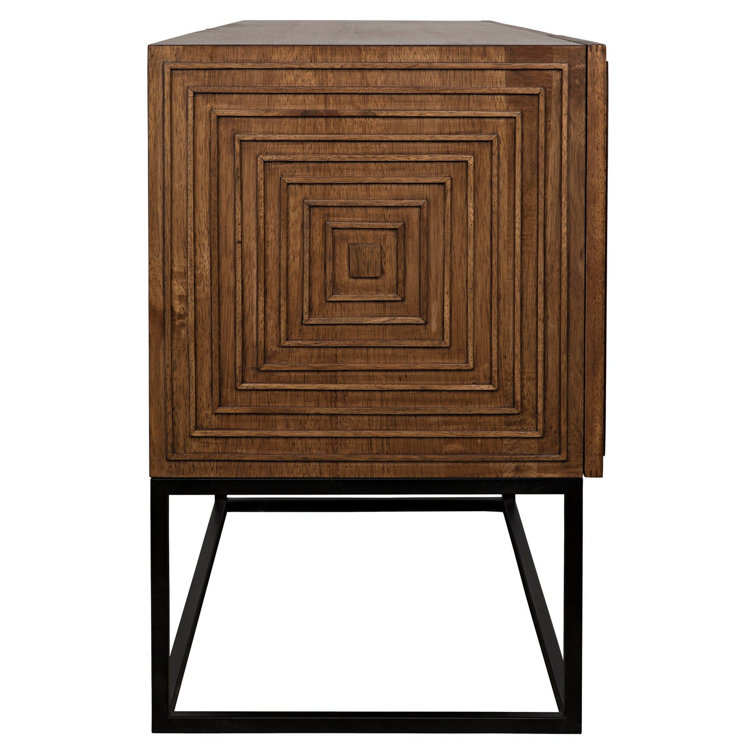 Lanon Elegance 80'' Dark Walnut Sideboard with Metal Accents