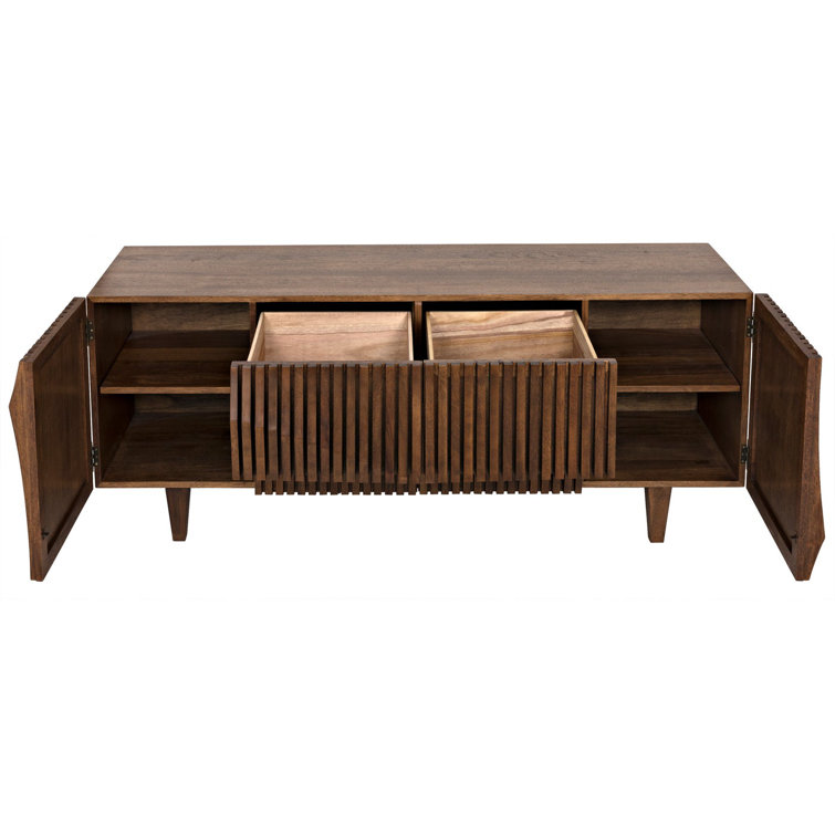 Jin-Ho Elegance 78'' Dark Walnut Solid Wood Sideboard