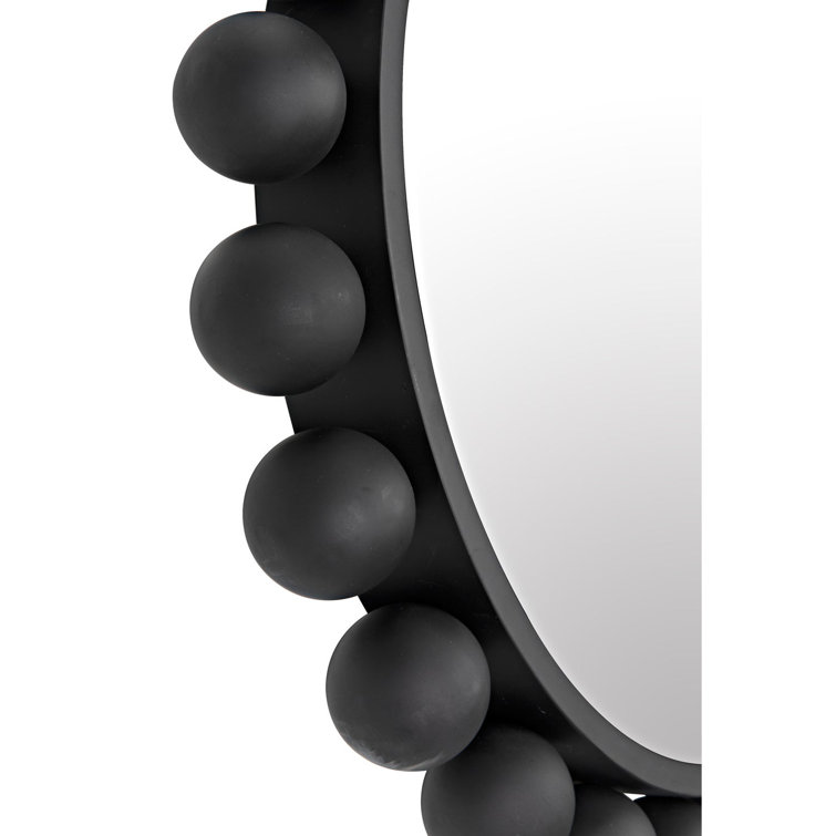 Noir Cooper 33" Round Black Metal Industrial Wall Mirror
