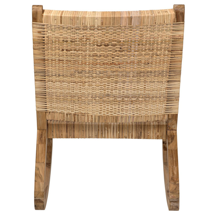 Las Palmas White Teak and Rattan Rocking Accent Chair