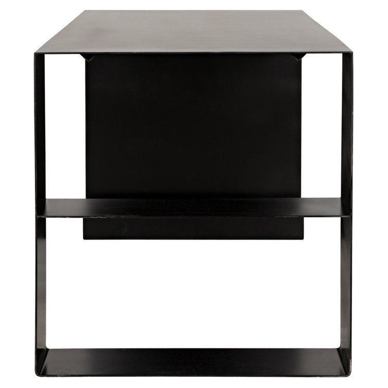 Noir Rustic Charm 60" Black Wood & Metal Writing Desk
