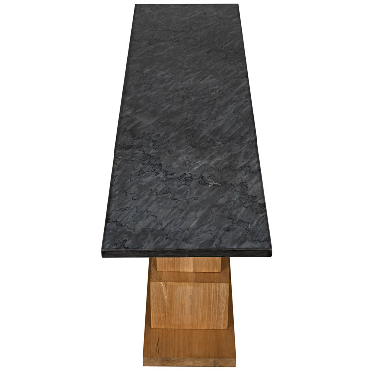 Balin 68'' Walnut Console Table with Black Marble Top