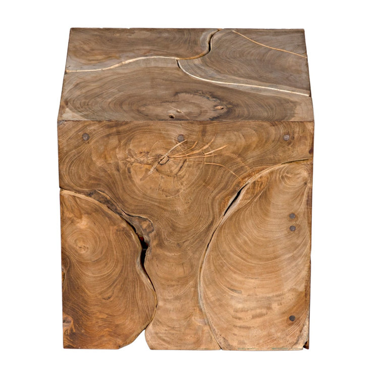 Teak Wood Square Accent Side Table with Natural Finish