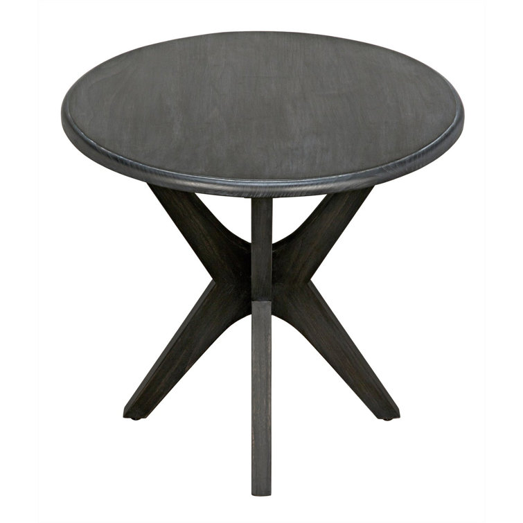 Charcoal Black Round Wood End Table