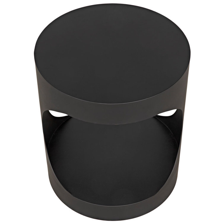 Eclipse 22" Round Metal Pedestal Side Table with Open Shelf
