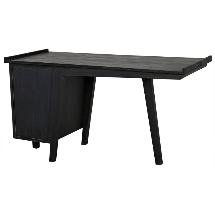 Noir Kennedy Charcoal Black Wood Desk with Drawer 56.5''