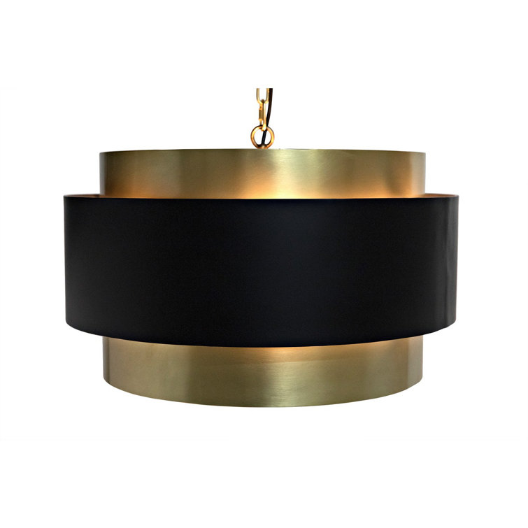 Antique Brass and Matte Black 4-Light Pendant