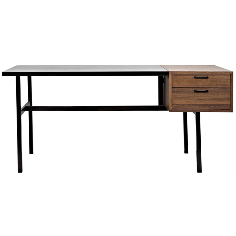 Noir Algeron 28" Black Walnut Writing Desk with Drawers