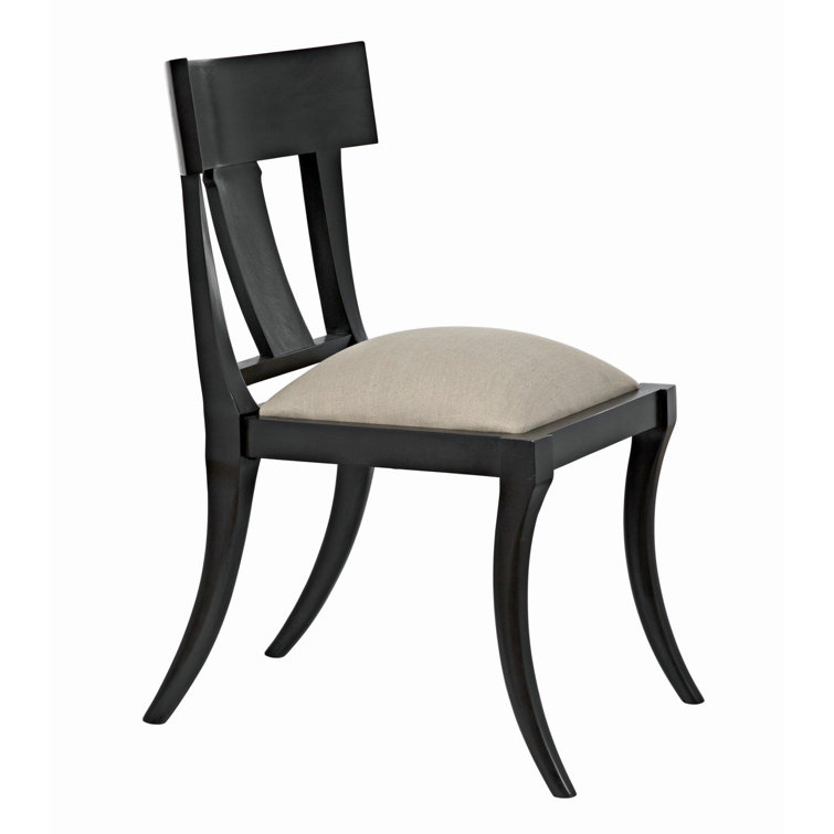 Athena Black Wood Slat Back Upholstered Side Chair
