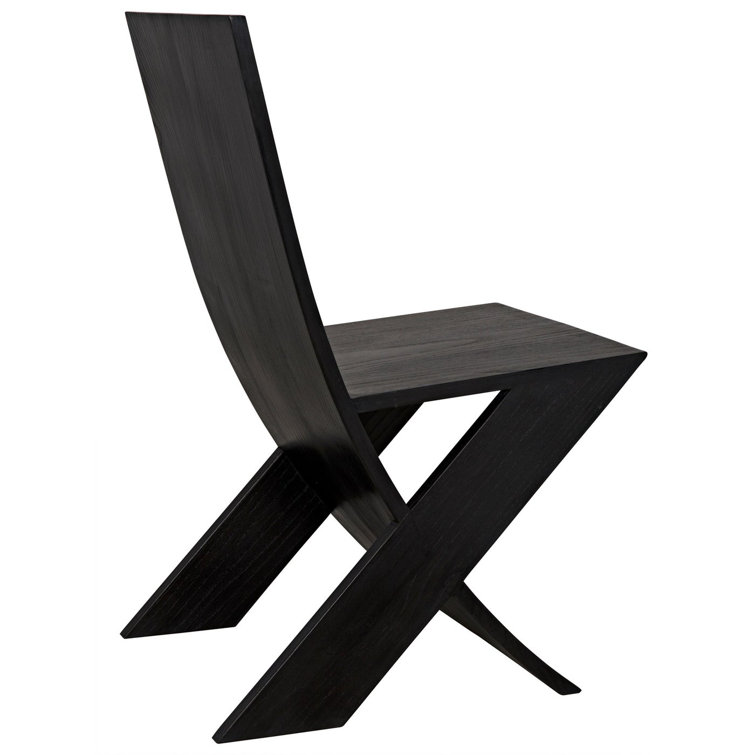 Noir Tech Charcoal Black Solid Wood Slim Side Chair