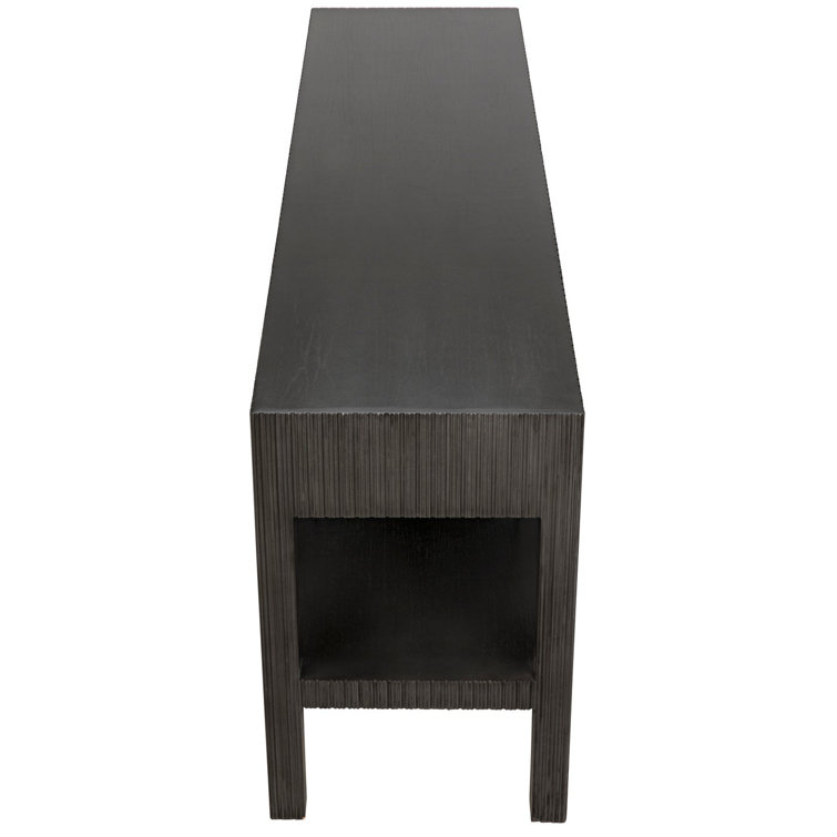 Dark Mahogany Rectangular Hallway Table with Fluted Storage