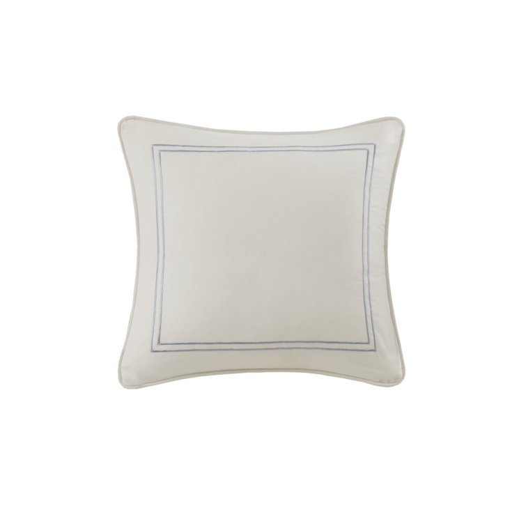 Chelsea Ivory Square Embroidered Cotton Throw Pillow Set