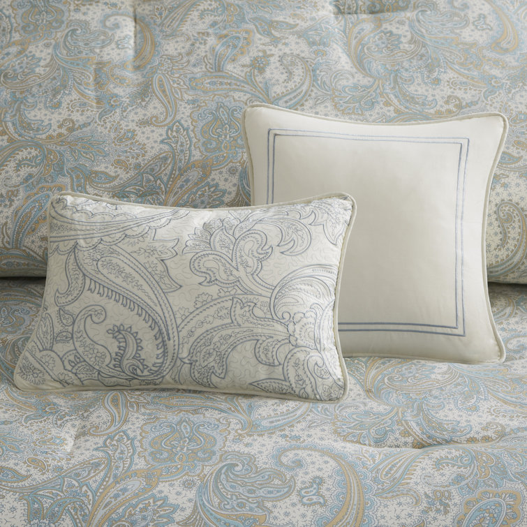Chelsea Ivory Square Embroidered Cotton Throw Pillow Set